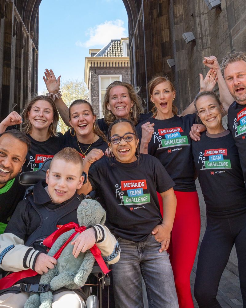 Het team van de Metakids Team Challenge in de Utrechtse binnenstad
